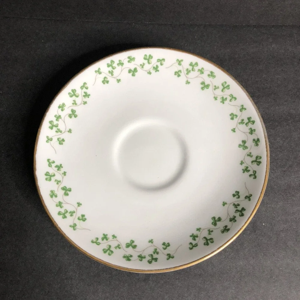 Royal Tara Shamrock Cup Saucer and Bread Plate Smooth Edge Made in Ireland 3 Pc